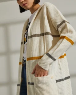 MULHER LION OF PORCHES Cardigans^Cardigan comprido com capuz e riscas