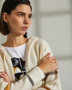 MULHER LION OF PORCHES Cardigans^Cardigan comprido com capuz e riscas