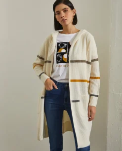 MULHER LION OF PORCHES Cardigans^Cardigan comprido com capuz e riscas