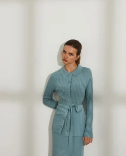 MULHER LION OF PORCHES Cardigans^Casaco para mulher estruturado com cinto