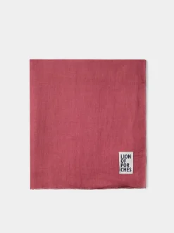 LION OF PORCHES Cachecóis^Echarpe para homem de linho e viscose com franjas e branding