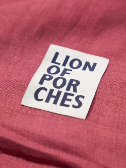 LION OF PORCHES Cachecóis^Echarpe para homem de linho e viscose com franjas e branding