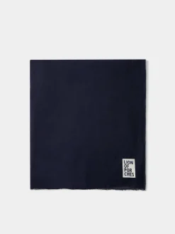 LION OF PORCHES Cachecóis^Echarpe para homem de linho e viscose com franjas e branding