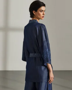 MULHER LION OF PORCHES Túnicas / Tops^Kimono para mulher em lyocell estampado com cinto
