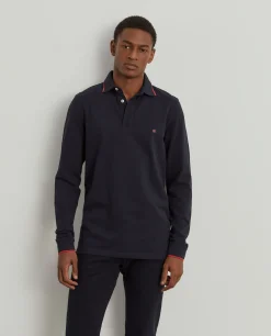 LION OF PORCHES Polos^Polo piqué slim fit manga comprida