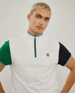 LION OF PORCHES Polos^Polo piqué tricolor com fecho