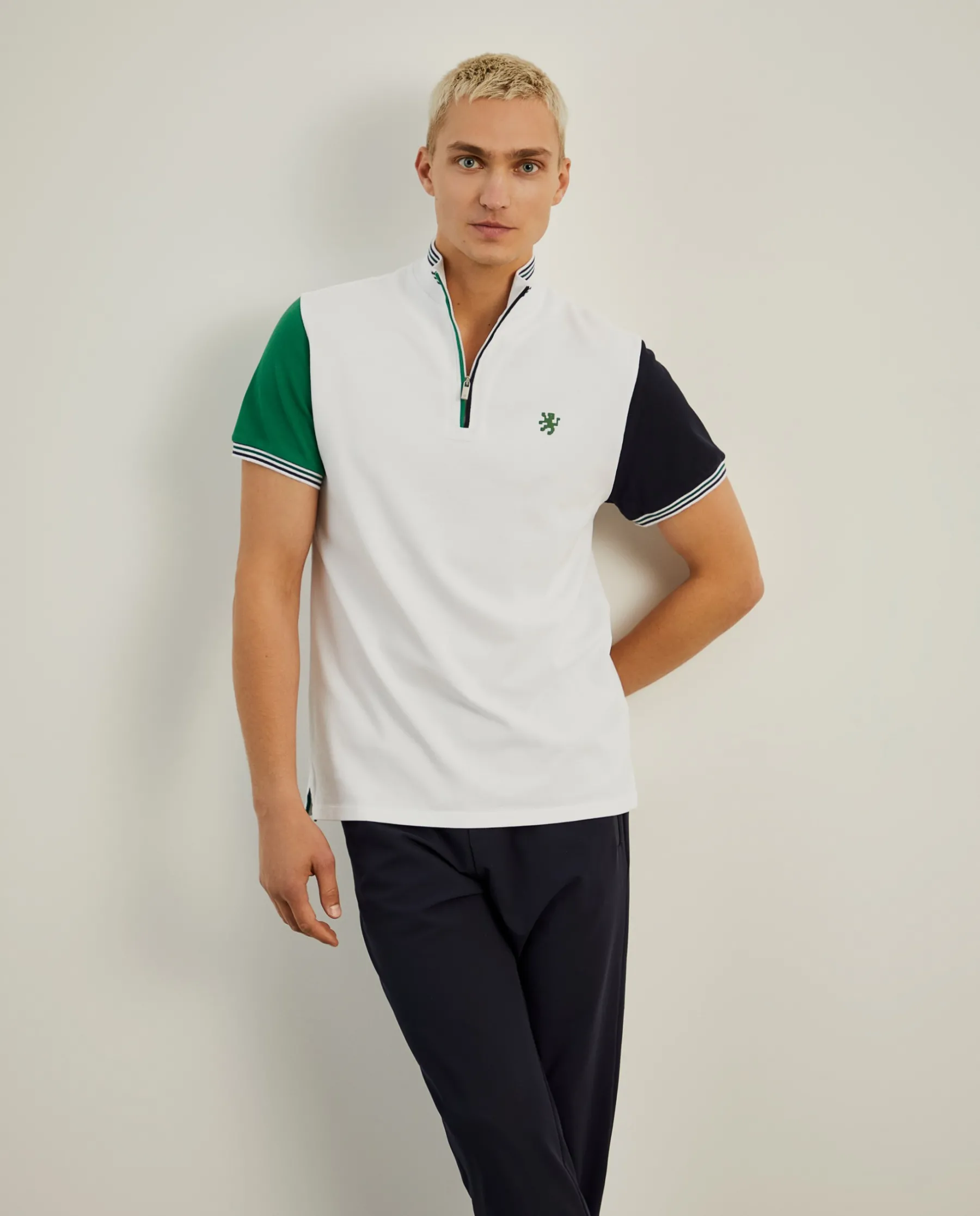 LION OF PORCHES Polos^Polo piqué tricolor com fecho