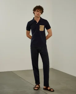 LION OF PORCHES Polos^Polo slim fit com bolso em contraste