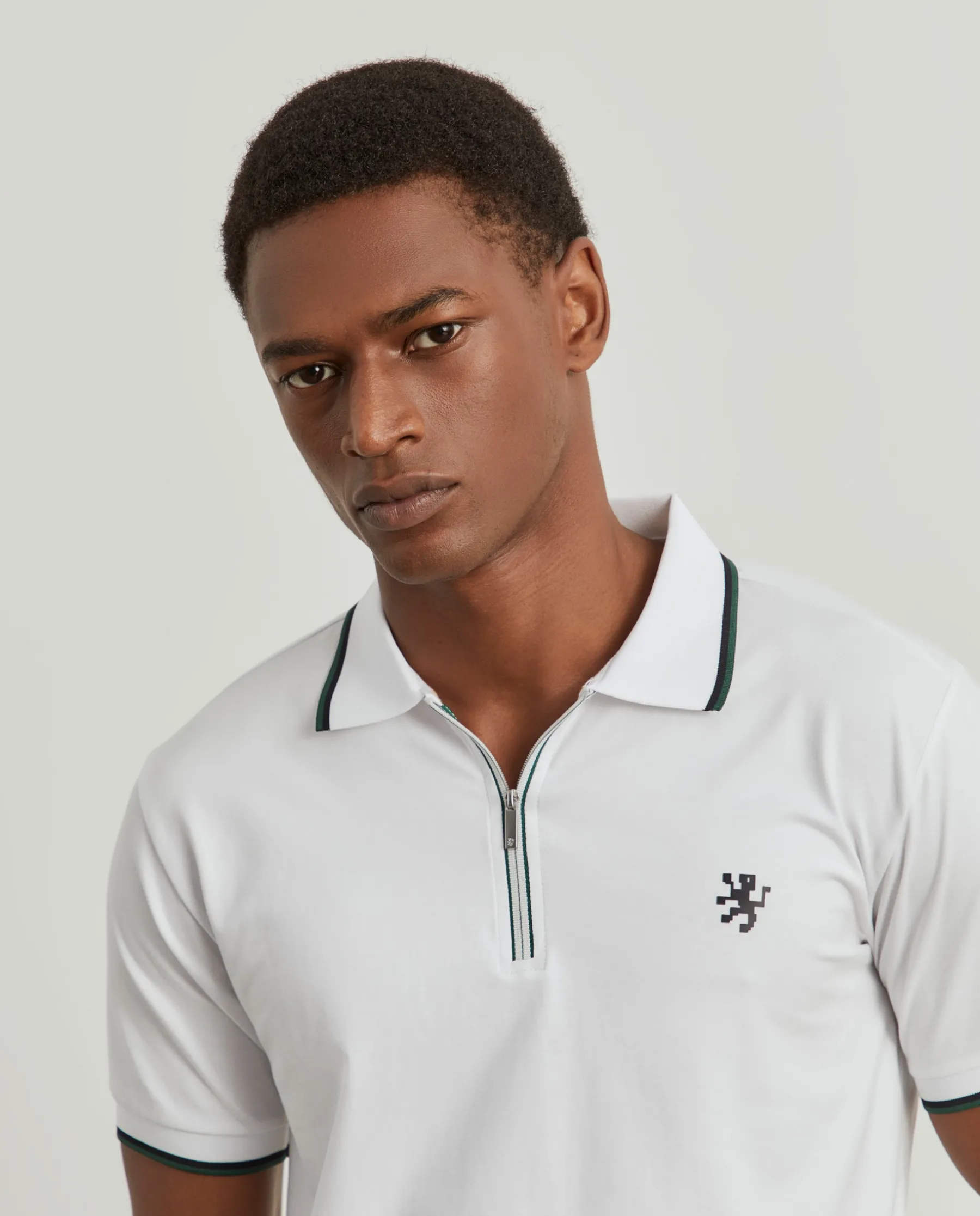 LION OF PORCHES Polos^Polo slim fit com fecho e riscas