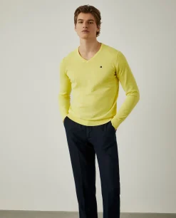LION OF PORCHES Pullovers^Pullover de algodão com decote em V