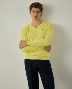 LION OF PORCHES Pullovers^Pullover de algodão com decote em V
