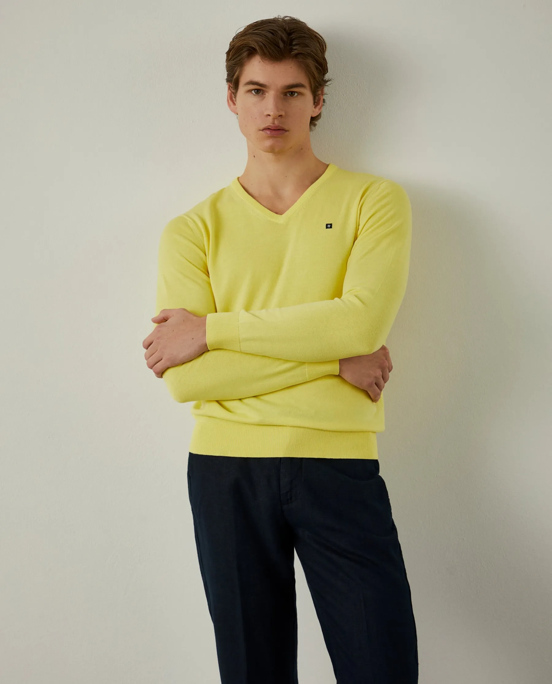 LION OF PORCHES Pullovers^Pullover de algodão com decote em V