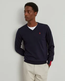 LION OF PORCHES Pullovers^Pullover de lã com decote em V