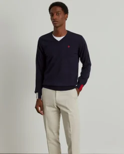 LION OF PORCHES Pullovers^Pullover de lã com decote em V