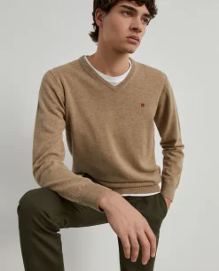 LION OF PORCHES Pullovers^Pullover de lã decote em V
