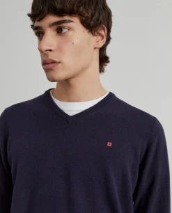 LION OF PORCHES Pullovers^Pullover de lã decote em V