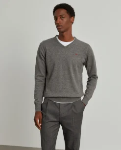 LION OF PORCHES Pullovers^Pullover de lã decote em V