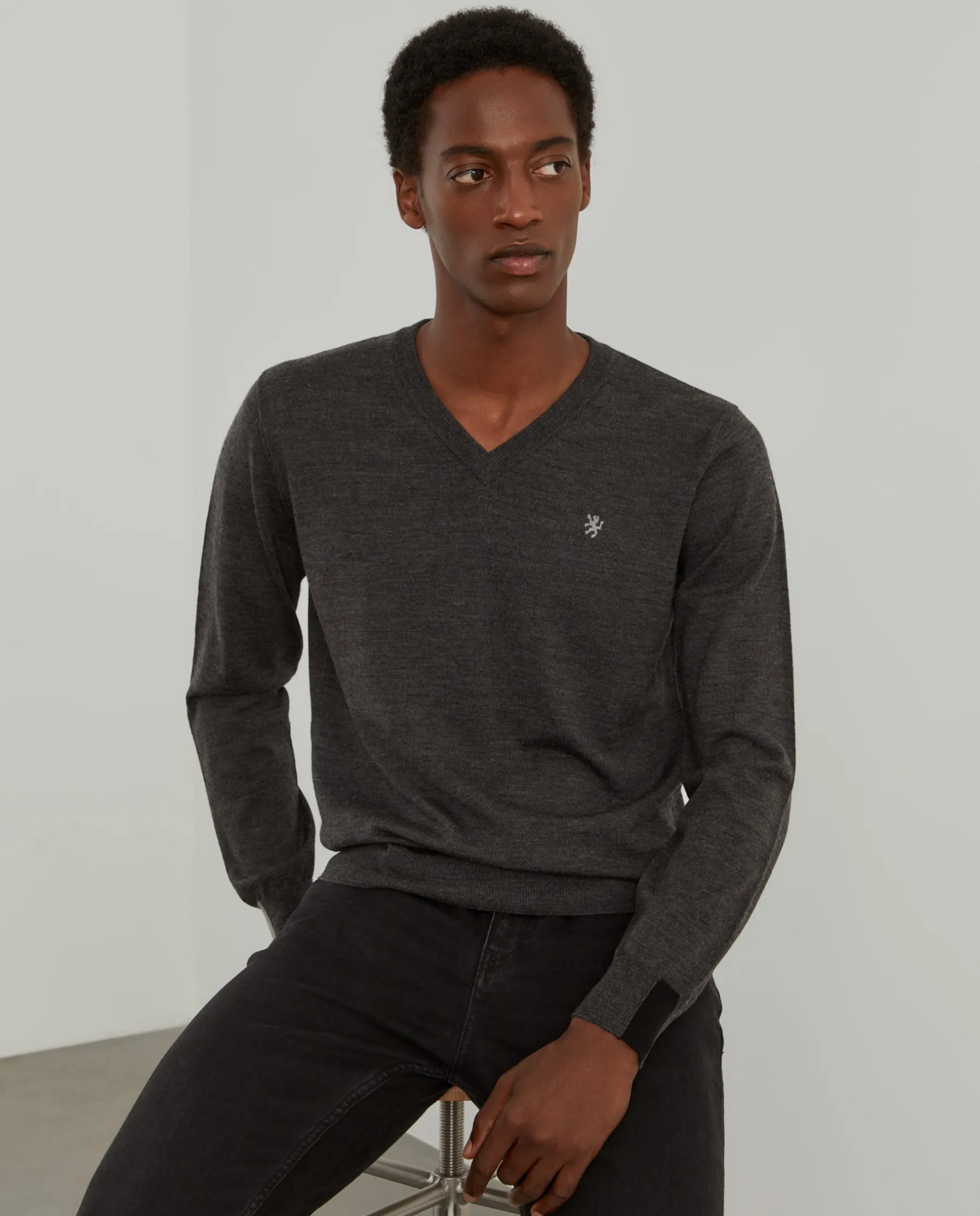 LION OF PORCHES Pullovers^Pullover de lã decote em V