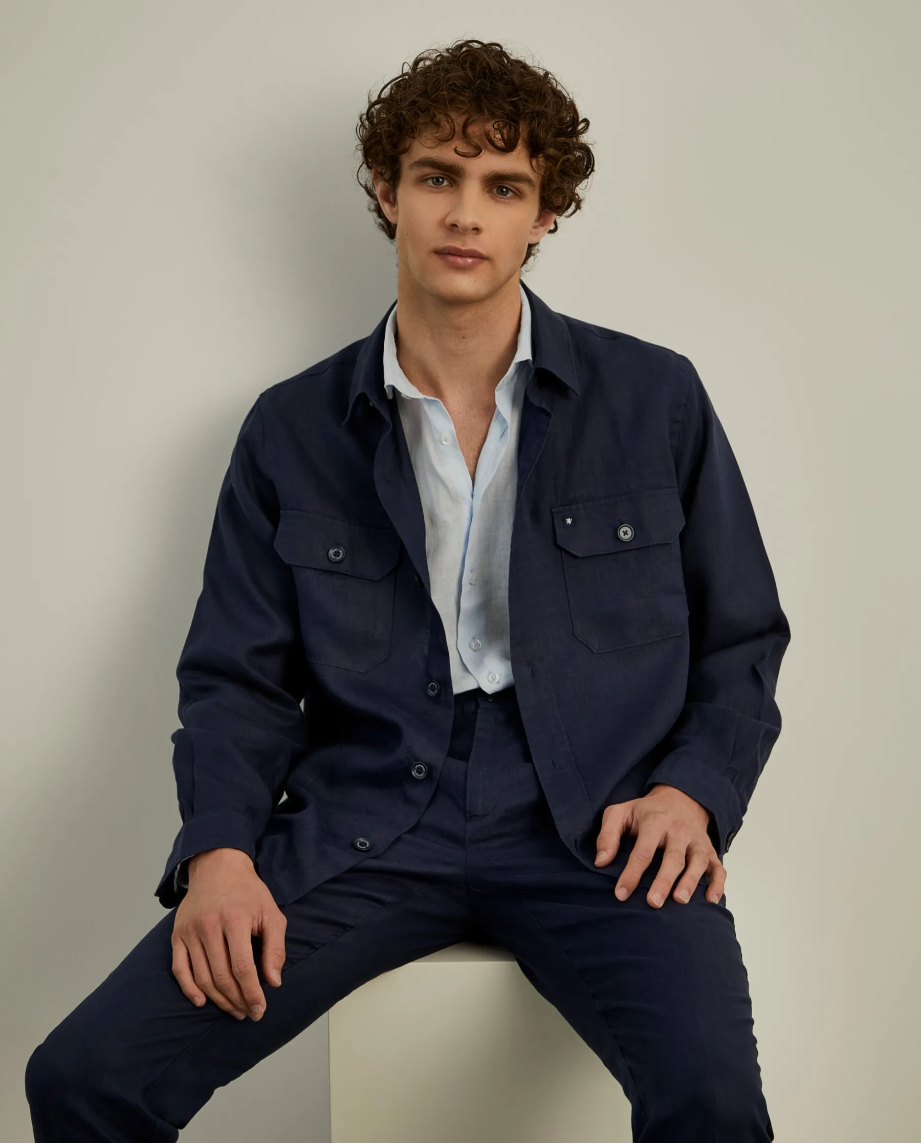 LION OF PORCHES Regular Fit^Sobrecamisa com bolsos 100% linho