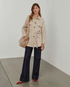 MULHER LION OF PORCHES Camisas^Sobrecamisa em malha com cinto e bolsos