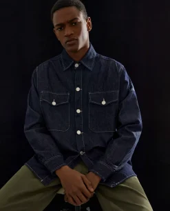 LION OF PORCHES Regular Fit^Sobrecamisa para homem regular fit em denim e com bolsos