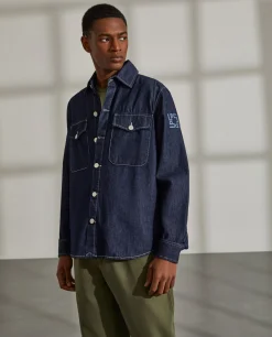 LION OF PORCHES Regular Fit^Sobrecamisa para homem regular fit em denim e com bolsos