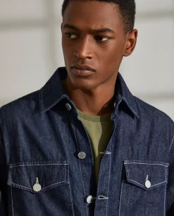 LION OF PORCHES Regular Fit^Sobrecamisa para homem regular fit em denim e com bolsos