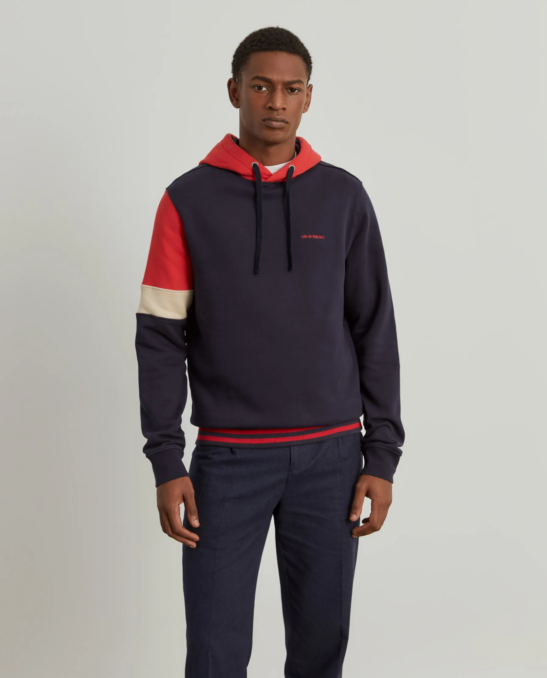 LION OF PORCHES Sweats^Sweater com capuz color block