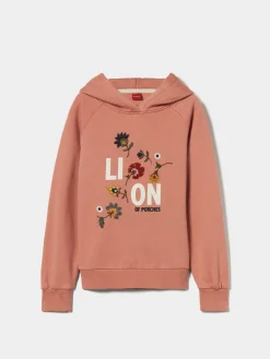 LION OF PORCHES Camisolas^Sweater com capuz e bordado de flores