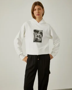 MULHER LION OF PORCHES Sweats^Sweater com capuz e estampado tropical