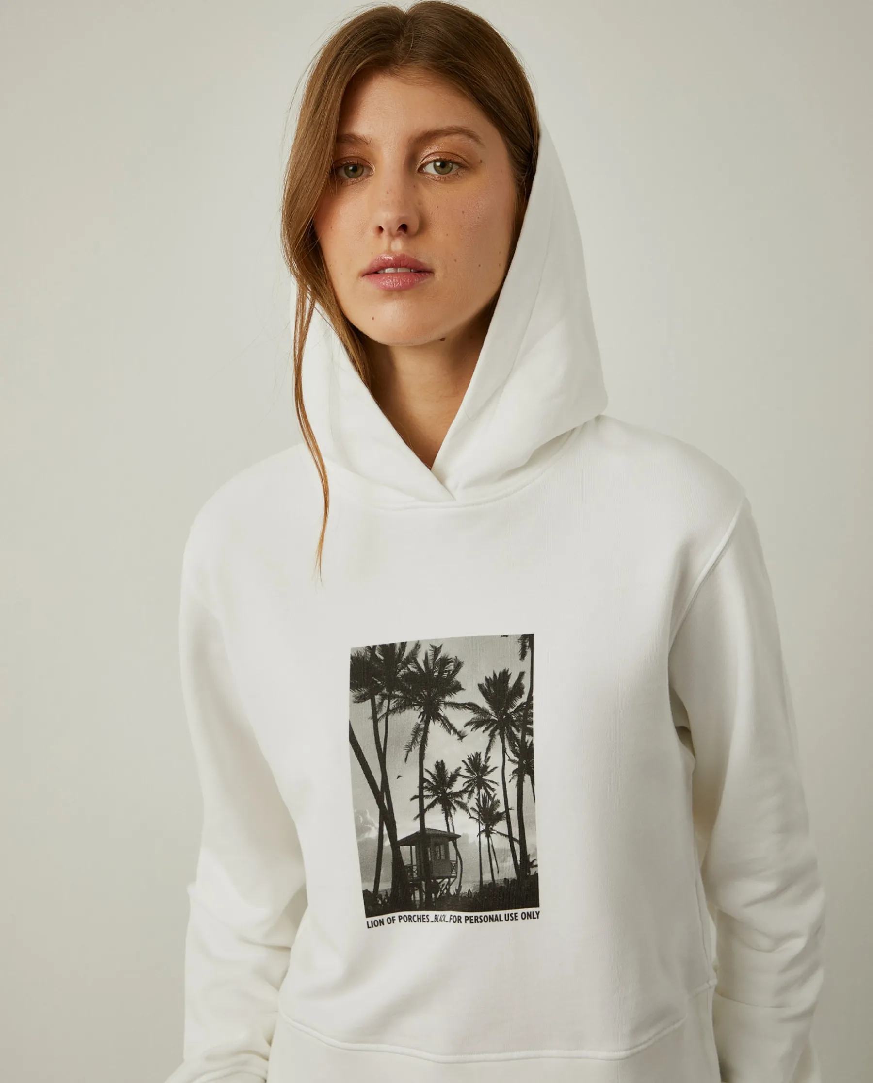 MULHER LION OF PORCHES Sweats^Sweater com capuz e estampado tropical