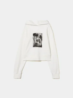 MULHER LION OF PORCHES Sweats^Sweater com capuz e estampado tropical