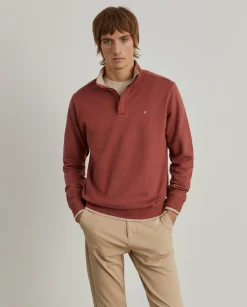 LION OF PORCHES Sweats^Sweater de algodão com botões e meio fecho