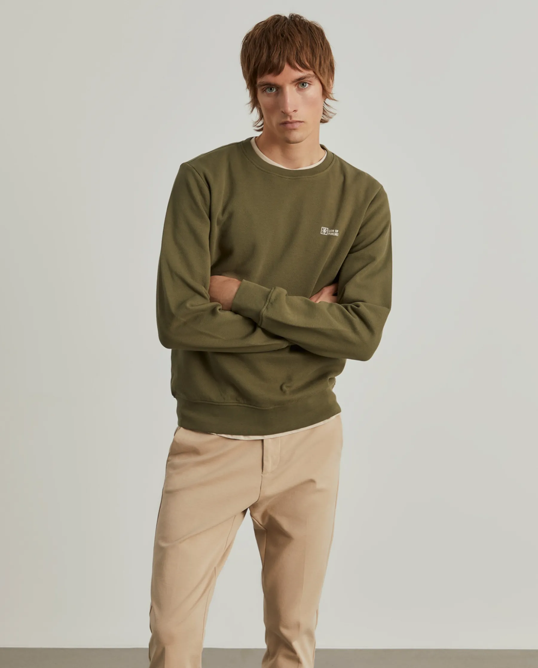 LION OF PORCHES Sweats^Sweater decote redondo em malha piqué