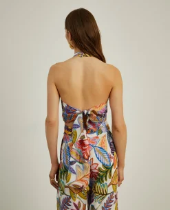 MULHER LION OF PORCHES Túnicas / Tops^Top halter com padrão tropical