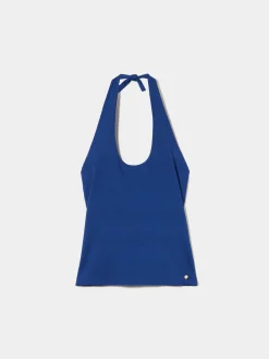 MULHER LION OF PORCHES Túnicas / Tops^Top halter de malha com costas abertas