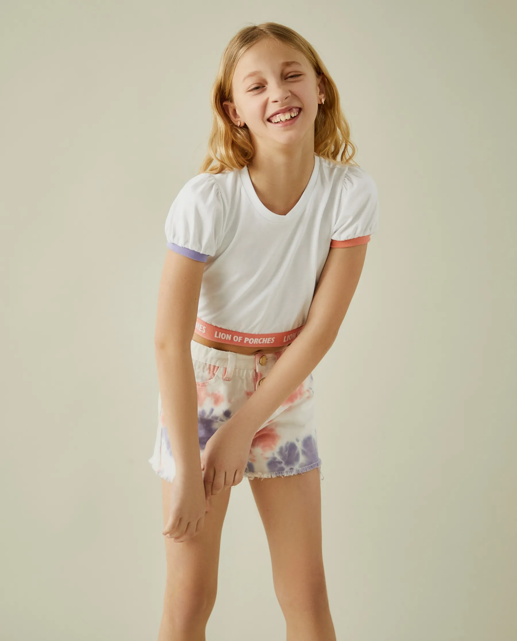 LION OF PORCHES T-Shirts^T-shirt cropped com manga balão