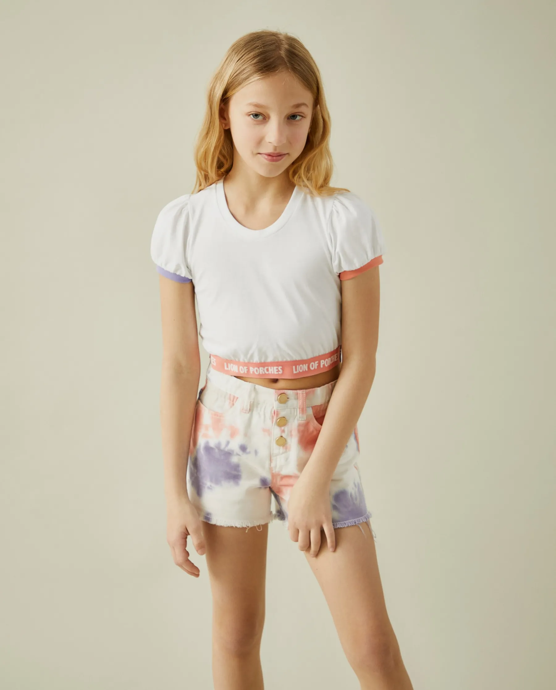 LION OF PORCHES T-Shirts^T-shirt cropped com manga balão