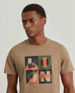 LION OF PORCHES T-Shirts^T-shirt de algodão com estampado