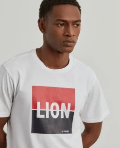 LION OF PORCHES T-Shirts^T-shirt de algodão com estampado