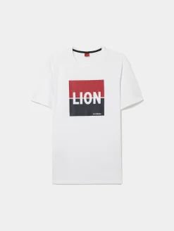 LION OF PORCHES T-Shirts^T-shirt de algodão com estampado