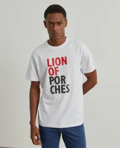 LION OF PORCHES T-Shirts^T-shirt de algodão com estampado