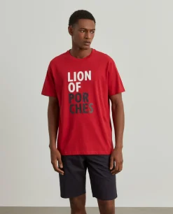 LION OF PORCHES T-Shirts^T-shirt de algodão com estampado