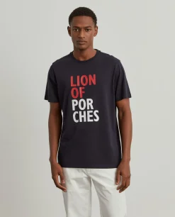 LION OF PORCHES T-Shirts^T-shirt de algodão com estampado