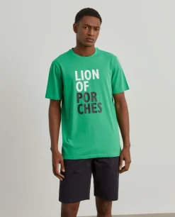 LION OF PORCHES T-Shirts^T-shirt de algodão com estampado