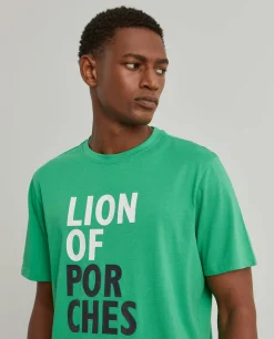 LION OF PORCHES T-Shirts^T-shirt de algodão com estampado