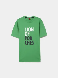 LION OF PORCHES T-Shirts^T-shirt de algodão com estampado
