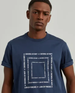 LION OF PORCHES T-Shirts^T-shirt de algodão com estampado