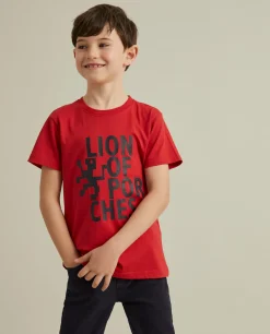 LION OF PORCHES T-Shirts^T-shirt de algodão com estampado