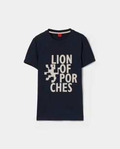 LION OF PORCHES T-Shirts^T-shirt de algodão com estampado
